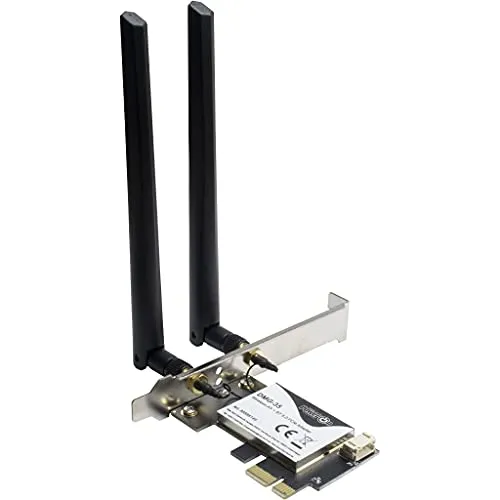 Inter-Tech DMG-35 Netzwerkadapter - WLAN-Zubehör mit PCIe Low-Profile Design, unterstützt Bluetooth 5.0 und 802.11ax für blitzschnelle und stabile Verbindungen.