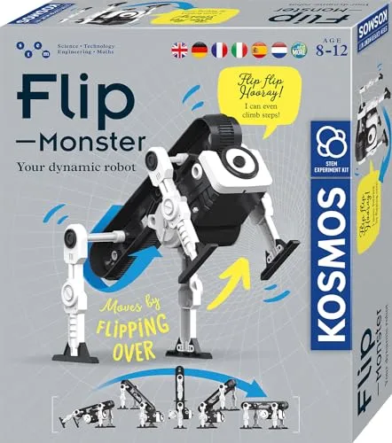 KOSMOS 617394 - Flip-Monster INT, Roboter-Bausatz - Experimentierkasten für Kinder ab 8 Jahren, mit innovativem Überschlag-Antrieb, der Hindernisse spielend überwindet und Technik-Wissen vermittelt.