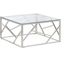 vidaXL Couchtisch Silbern aus Edelstahl und Hartglas - Moderner Couchtisch aus robustem Edelstahl und pflegeleichtem Hartglas, ideal für Snacks und Deko. Mit stylishen 80 x 80 x 40 cm passt er in jede Einrichtung.