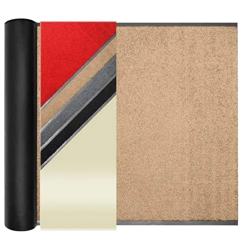 Primaflor Sauberlauf nach Maß - CLEAN, Beige, 1,20m x 5,00m, Rutschfester Schmutzfangläufer Meterware, Robuster Küchenläufer, Zuschneidbarer Teppichläufer, Eingangsmatte für Flur und Windfang