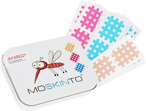 MOSKINTO Mückenpflaster bei Insektenstichen, 42 Pflaster, 3 Farben | Für Kinder & Erwachsene, bei Mückenstichen, lindert Juckreiz, wirkstofffrei, latexfrei und wasserfest