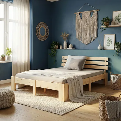 Homestyle4u Holzbett 180x200 cm mit 2 Matratzen aus Kiefer Massivholz - Geräumiges Doppelbett für entspannte Nächte: Das 180x200 cm große Massivholzbett aus Kiefer vereint modernes Design mit natürlicher Ausstrahlung. Inklusive zwei Matratzen für individuellen Komfort und stabile Unterstützung.