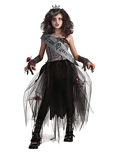 Rubie’s Official Goth-Abschlussballköniginnenkostüm für Mädchen - Größe XL, inkl. Kleid, Schärpe, Handschuhe und Diadem, perfekt für Halloween