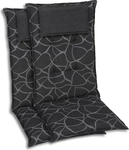 GO-DE Textil Polsterauflagen für Hochlehner-Gartenstühle, 2er-Set - Hochwertige, bequeme Wendeauflagen mit Kopfteil, ideal für Gartenstühle. UV-beständig und OEKO-Tex zertifiziert für besten Komfort und Langlebigkeit.