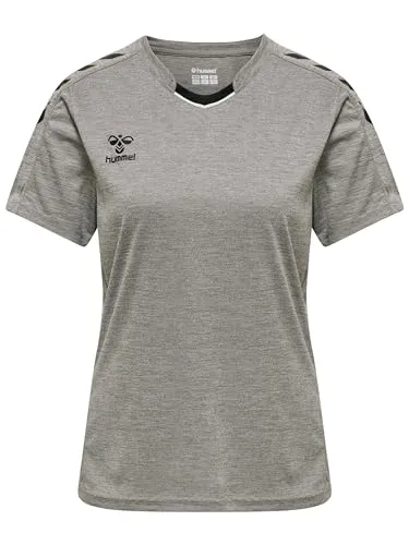 hummel Core XK Poly Jersey S/S Damen Trikot, Kurzarm Sport T-Shirt, Sportkragen mit Fronteinsatz, BEECOOL-Stofftechnologie, 100% Polyester, Normale Passform (1er Pack)