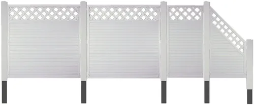Tetzner & Jentzsch Sichtschutzelement LANGLEY 1 Set - Nie wieder streichen - Sichtschutzzäune aus hochwertigem PVC mit eleganten Aluminium-Pfosten. Pflegeleicht und langlebig, ideal für stilvolle Gartengestaltung.