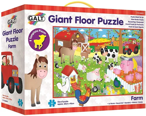 Galt - Großes Bodenpuzzle auf dem Bauernhof - Lerne spielerisch mit diesem 30-teiligem Bodenpuzzle! Fördert motorische Fähigkeiten und logisches Denken. Perfekt für Kinder ab 3 Jahren. Größe: 60 cm x 90 cm.