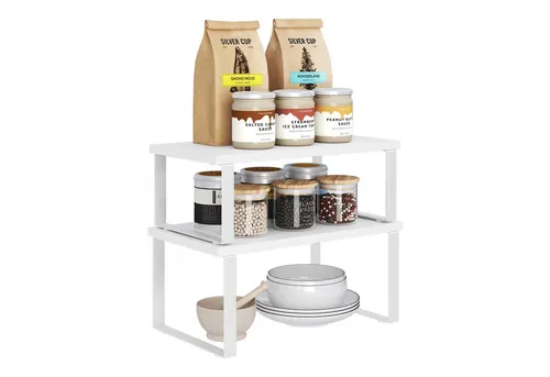 Woltu Küchenregal, 2-tlg., Gewürzregal 2er Set Stapelbares Küchenregal Kleines Küchen-Organizer