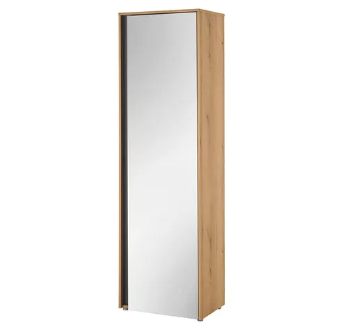Lomadox Garderobenschrank CRISP-61 Eiche Nb. mit anthrazit, 1 Spiegeltür, 60 cm breit, grifflos
