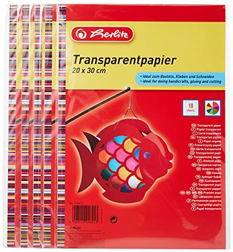Herlitz 246413 Transparentpapier, 20 x 30 cm, 10 Blatt, 5-er Pack (5er Pack, Transparentpapier)