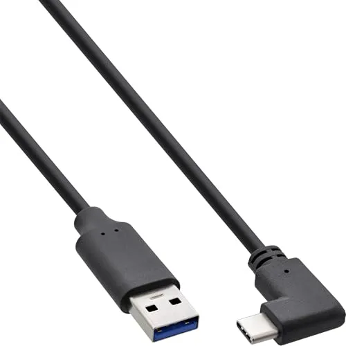 Inline USB-C auf USB-A Kabel, gewinkelt, USB 3.2 Gen.2, 10Gb/s, 3A, kurz, 1,5m, 35714W