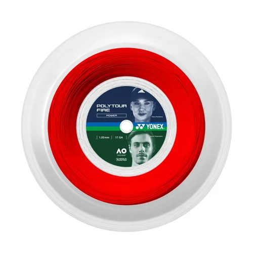 Yonex Poly Tour Fire Tennissaite 200m Rolle - Hochhaltbar & Power - Tennissaiten mit innovativer SIF-Technologie für maximale Saitenbewegung und Kontrolle. Ideal für Spieler, die mit explosiver Kraft den Court dominieren möchten.