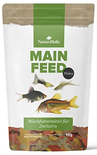 NatureHolic Hauptfeed Flocke | Fischfutter Aquarium I Alleinfutter für Zierfische I für alle Fische im Aquarium I schonend hergestellt I Made in Germany I 50ml