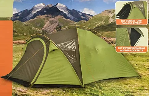 4uniq Unisex Kuppelzelt – 4-Personen Zelt in grün - Kuppelzelt für bis zu 4 Personen, mit spezieller Pigmentbeschichtung für reduzierten Lichteinfall und 2.000mm Wassersäule – ideal für Campingabenteuer.