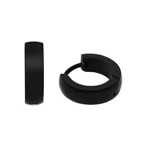 Produktbild Amor Creolen Edelstahl Herren Ohrschmuck, 1,3 cm, Schwarz, Kommt in Schmuck Geschenk Box, 2040338
