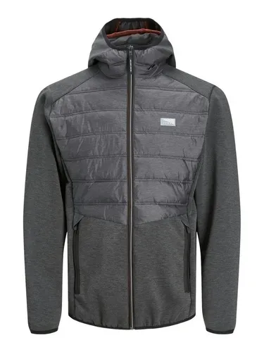 Jack & Jones Toby Hybrid Jacke - Übergangsjacke in Schwarz, wasserabweisend mit elastischer Kapuze und Reißverschlusstaschen, ideal für die kühlere Jahreszeit und sportlichen Stil.