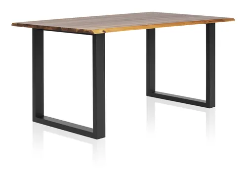 Esstisch Cognac/Schwarz 180x90 cm - Tische & Stehtische, eleganter Diningtisch mit Baumkante, ideal für bis zu 8 Personen im Landhausstil, pflegeleicht und robust aus Akazienholz.