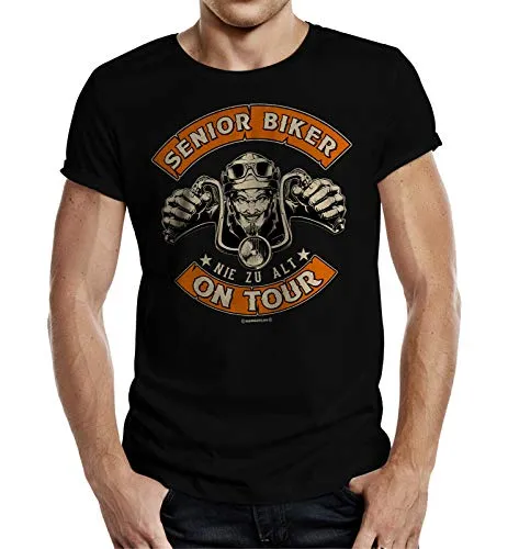Geschenk T-Shirt für ältere Motorradfahrer: Senior Biker on Tour 2XL Nr.6450
