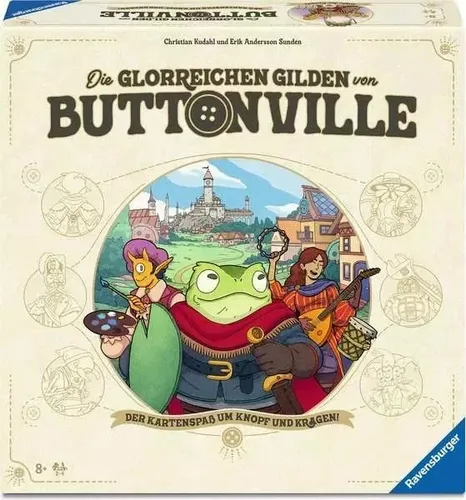 Die glorreichen Gilden von Buttonville, Kartenspiel - Gesellschaftsspiel für 2-4 Spieler, spannende strategische Herausforderungen und ideal für Familienabende ab 8 Jahren.