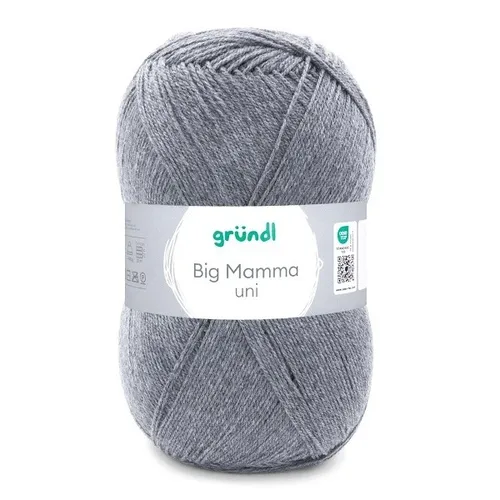GRÜNDL WOLLE BIG MAMMA UNI 400 g STEINGRAU HANDSTRICKGARN 100g/2,45€