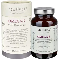 Dr. Huck® Omega-3-Fettsäuren Kapseln Vegan - Nahrungsergänzungsmittel mit 90 veganen Kapseln, reich an pflanzlichen Omega-3-Fettsäuren für Herz- und Gehirngesundheit, laktose- und glutenfrei.