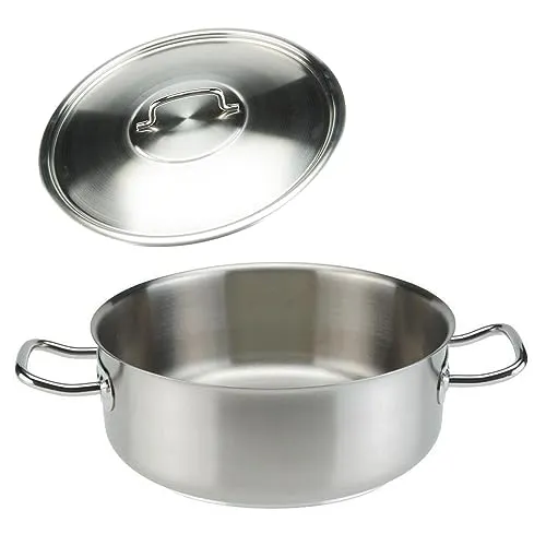 SKK großer Gastro Bratentopf Ø 28 cm - 18/10 Edelstahl Induktions-Topf - Profi Schmortopf mit Edelstahl-Topfdeckel
