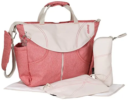 okiedog SUMO 35003 flexible Wickeltasche mit Henkel, Schultergurt, Rucksack Tragegurten, viele Fächer, inkl. CLIPIX Kinderwagenhaken, Wickelunterlage, isolierter Flaschenhalter und Zubehörbeutel, Urban coralle, ca. 47 x 40 x 14 cm