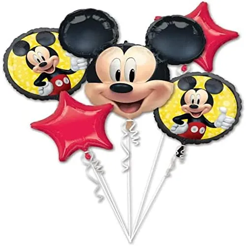 BQT: Disney Mickey Mouse Birthday Party 5 piece Foil Balloon Bouquet P75 PKT