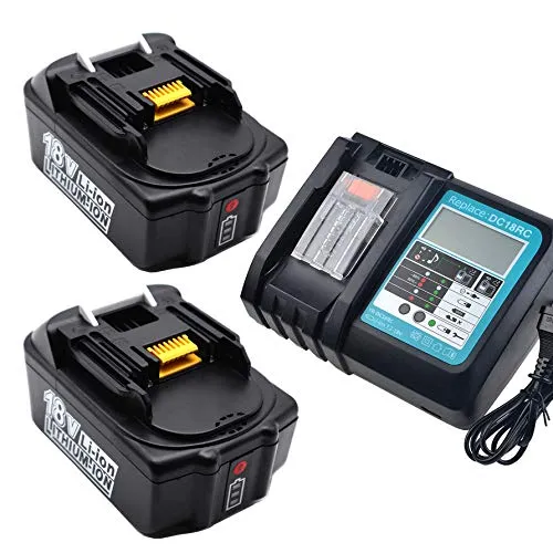 Stück Ersatz 18V 5,0Ah BL1840 B BL1850B Akku mit 3.0A Ladegerät DC18RC für Makita BL1830 BL1840B BL1850 DMR110 DMR101 DMR102 DMR108 DMR105 DMR112 DUC353Z DUC302Z DLM380Z Radio 2