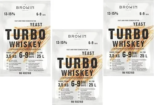3x Turbo Whiskey Alkohol Hefe, Brennhefe Herstellung Maische aus Getreide 13-15% Turbohefe Gärhefe Hefe