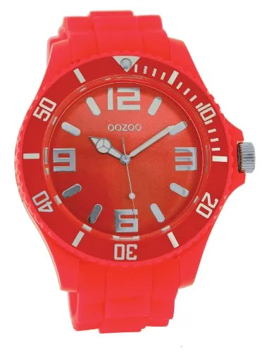 Oozoo Armbanduhr UOC4334A - Pink Silikon Damen Analog-Quarzuhr - Armbanduhren: Stilvolle Oozoo Damen Uhr mit extra großem pinkem Zifferblatt und spritzwassergeschütztem Silikonarmband. Ideal für modebewusste Frauen!