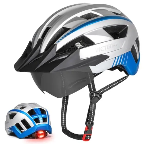 VICTGOAL Fahrradhelm mit Visier und LED Rücklicht