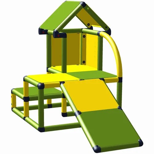 move and stic Spielhaus KUNO mit Kleinkindrutsche und Telefon, apfelgrün-gelb