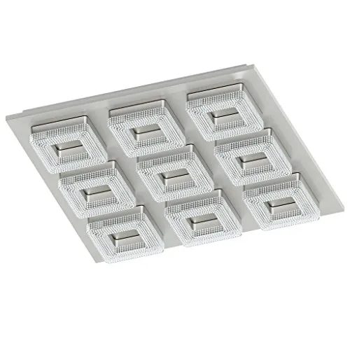 EGLO LED Deckenleuchte Fradelo - Moderne 9-flammige Deckenlampe aus Metall und Kunststoff in Chrom mit klaren Kristallen, sorgt für ein funkelndes Ambiente und warmweißes Licht - ideal für Wohnzimmer, Schlafzimmer und Flur.