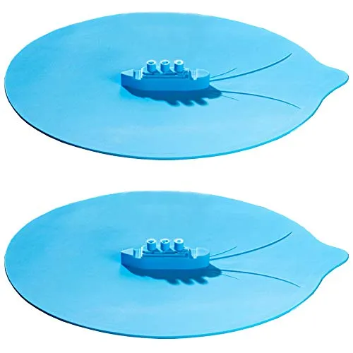 HAC24 2er Set Überkochschutz Silikon Blau Spritzschutz Überlaufschutz ø26cm Überkochstopp Kochtopf Überkoch Schutz Überkochdeckel