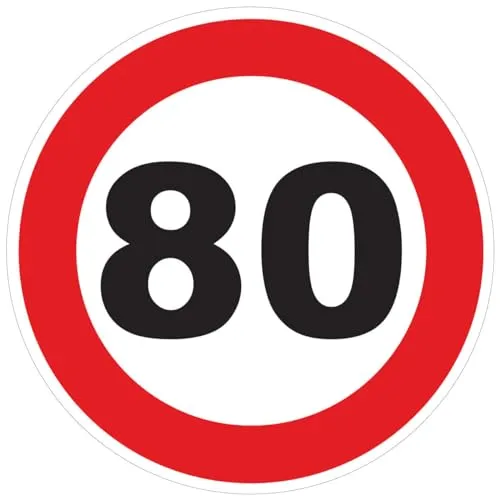 Aufkleber Geschwindigkeitsbegrenzung für Busse, Kreis, Rot – Traktor, Schwergewicht, Geschwindigkeitsbegrenzung, LKW, 80 km/h, selbstklebend, 10 cm Durchmesser