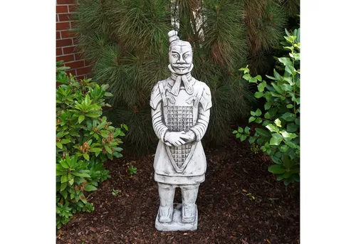 Gartenfigur Statue chinesischer Terrakotta-Krieger, H. 107 cm - Frostsichere Figur aus Terrakotta, die mit aufwendigen Verzierungen als General der berühmten Terracotta-Armee beeindruckt. Ideal für Garten und Außenbereich.