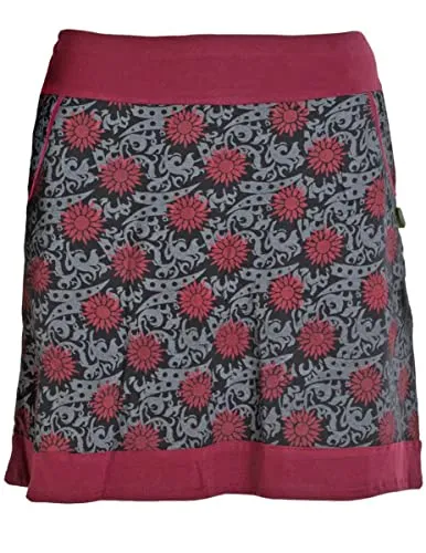 Vishes Damen Baumwoll-Rock im 80er Jahre Retro Design mit Taschen - Stylischer Jerseyrock mit praktischen Hosentaschen und breitem, elastischem Bund. Ideal für Freizeit und Alltag, sorgt für Komfort und Bewegungsfreiheit – perfekt für jede Saison!