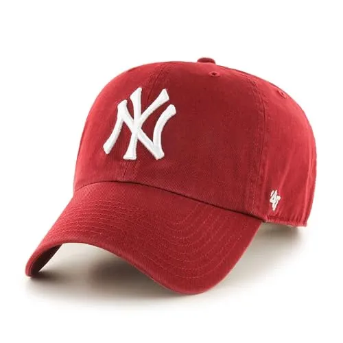 '47 Brand New York Yankees MLB Clean Up Cap in Rot - Stylische Schirmmütze der New York Yankees, Einheitsgröße, perfekt für Fans und ideal für Freizeitlooks.