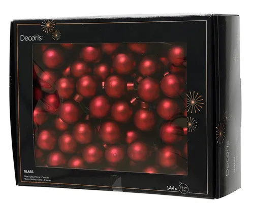 Kaemingk Weihnachtsbaumkugel - 144 Stück Glas Kugeln in Ochsenblut Matt - Weihnachtskugeln aus Glas, 2,5 cm Durchmesser, ideal zum Basteln und Dekorieren. Mit Draht zum einfachen Befestigen an Zweigen oder Weihnachtsbaum. Perfekt für kreative Festtagsdekoration.