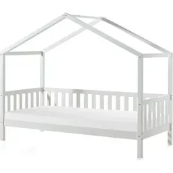 Hausbett Kapua 210x97x170 aus Massivholz - Modernes Kinderbett aus hochwertigem Kiefernholz, mit Dachaufbau für kreative Gestaltungsmöglichkeiten. Ideal für das Kinderzimmer und einfach aufzubauen.