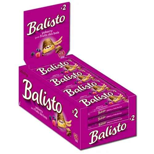 Balisto Joghurt-Beeren Schokoladenriegel 20 Stück à 37 g - Genießen Sie den köstlichen Mix aus Joghurt und Beeren in diesen Balisto Schokoladenriegeln. Ideal für den kleinen Snack zwischendurch, mit 20 Portionen für jeden Anlass.