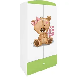 Raumhirsch Furniture Kinderkleiderschrank Teddybär II - Hochwertiger Kleiderschrank für Kinder - Kreativer Kinderkleiderschrank mit Teddybär-Motiv in sanften Farben. Mit stabiler Bauweise, Kleiderstange und 4 Ablagefächern bietet er viel Stauraum und bringt Ordnung ins Kinderzimmer.