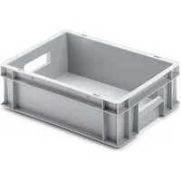 PROREGAL Eurobehälter mit Offenem Griff HxBxT 12 x 30 x 40 cm 11 Liter Grau Eurobox Transportbox