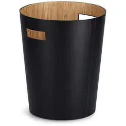 Zeller Present Papierkorb mit Griffen in Holzoptik - Moderner Abfalleimer aus Pappe in elegantem Schwarz, ideal für Büro, Arbeitszimmer oder Wohnräume. Praktisch und stilvoll, fügt sich perfekt in jedes Ambiente ein.