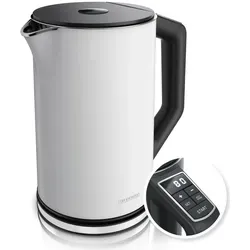 Arendo Wasserkocher, 1,5 l, 2200 W, Edelstahl, Doppelwand, Temperatureinstellung 40°
