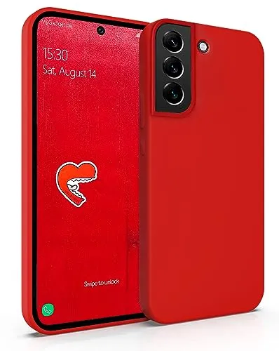 MyGadget Hülle für Samsung Galaxy S22 - Gummierte Handyhülle - [ 3 Layer Struktur ] Schutzhülle mit Soft Inlay & Hardcase Cover außen Rot