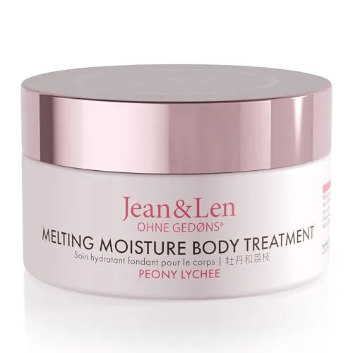 Jean & Len Melting Moisture Body Treatment Peony & Lychee, für ein duftendes Pflegeergebnis, für normale Haut, hochwertiger Tiegel, Pflegende Body Butter, ohne Parabene & Silikone, vegan, 200 ml