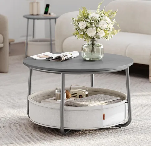 VASAGLE Couchtisch mit Stoffkorb, Ø75 cm von VASAGLE