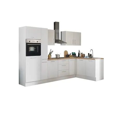 Turin LB Eckküche 300 x 211 x 60 cm in Weiß - Moderne Küche mit viel Stauraum - MODERN - Diese Winkelküche in mattem Weiß und Artisan Eiche Optik bietet ein harmonisches Design und zahlreiche Aufbewahrungsmöglichkeiten. Ideal für individuelle Küchenlösungen ohne Küchengeräte. Einfache Montage für jeden!